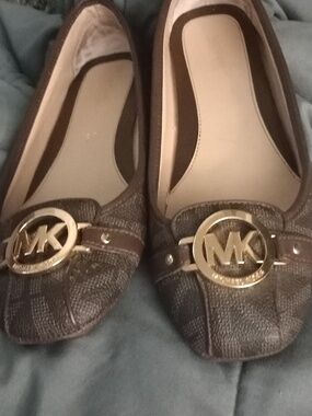 Michael Kors Brown Logo-Embellished Ballet Flat